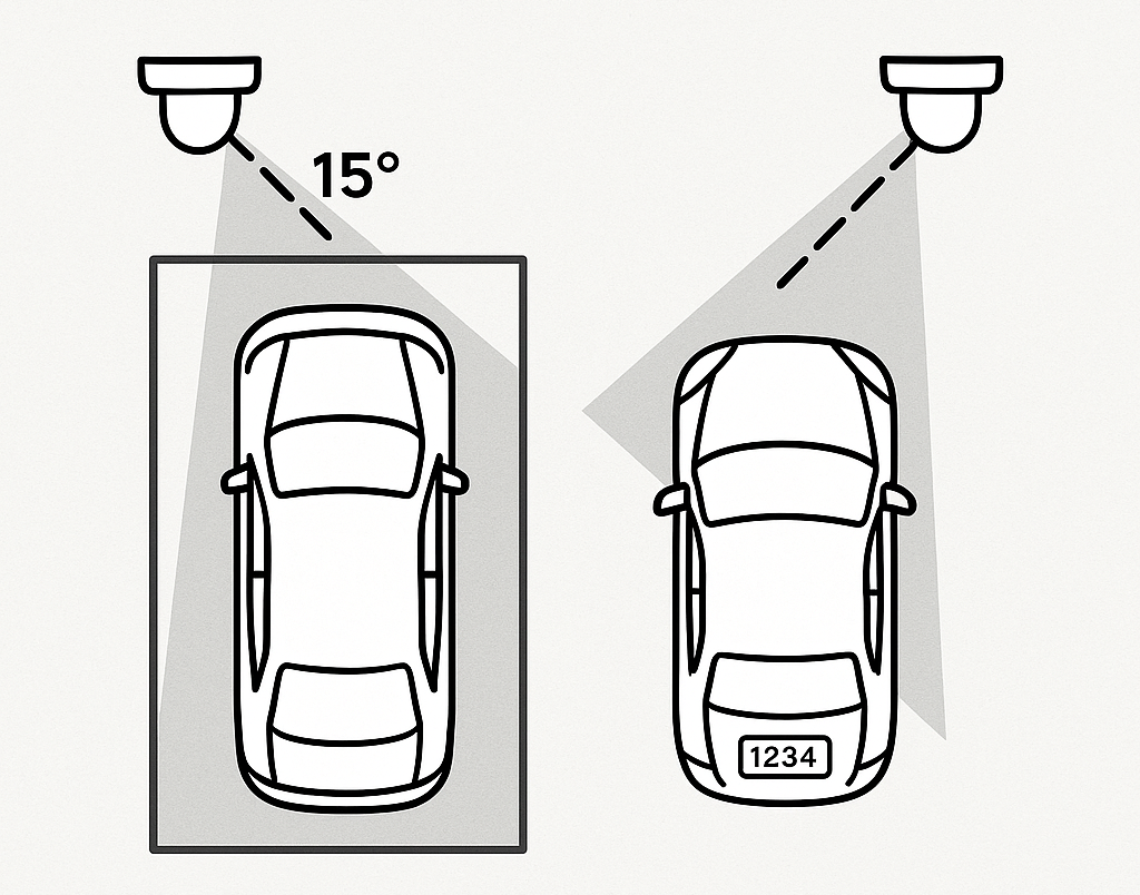 対角からのカバーで車体全体とナンバーを捉える図