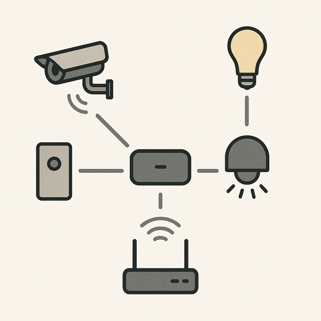 家庭内ネットワークにスマート防犯機器を接続する構成例